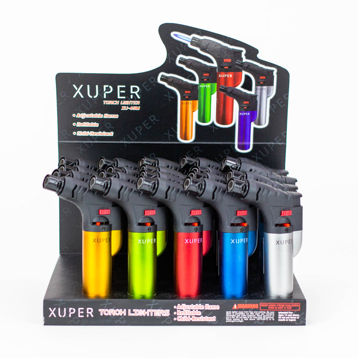 XUPER Metalic Lighter single flame Torch box of 20 [98-1149M]