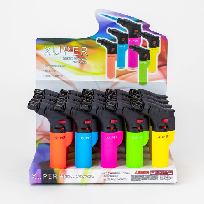 XUPER Neon Lighter single flame Torch box of 20 [98-1149N]