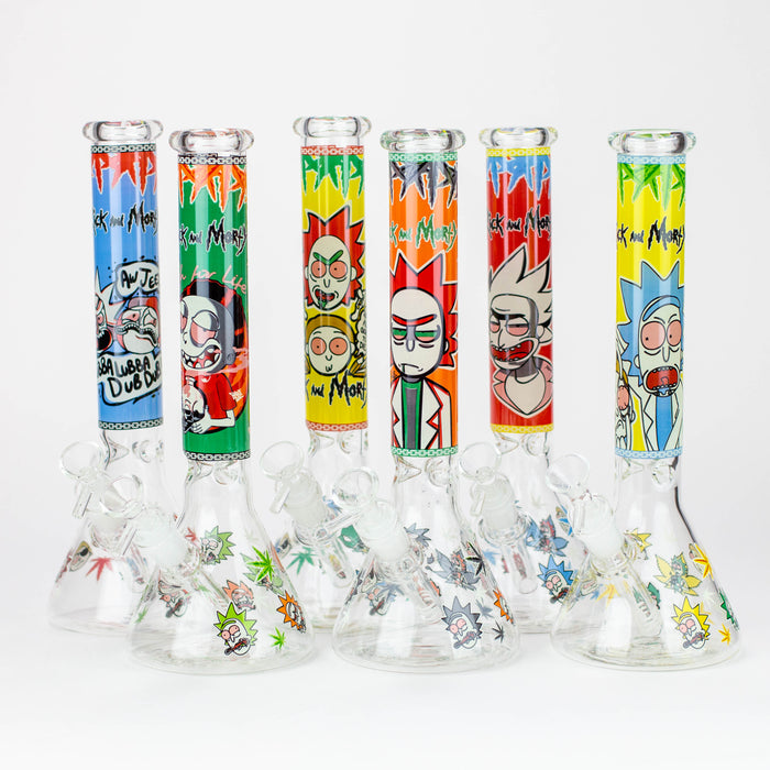 12" RM Cartoon glass water bong-Glow in the dark [GBT21002]