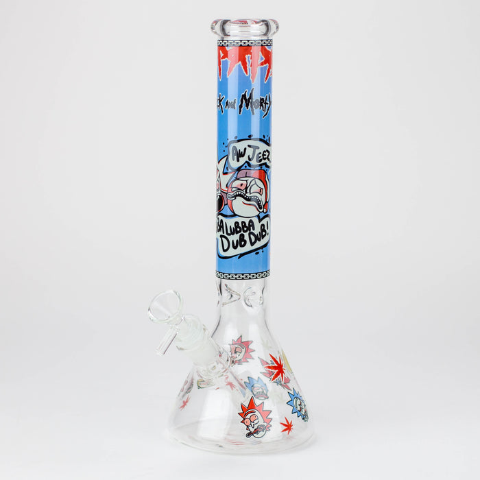 12" RM Cartoon glass water bong-Glow in the dark [GBT21002]