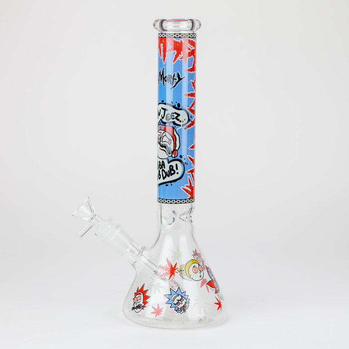 12" RM Cartoon glass water bong-Glow in the dark [GBT21002]