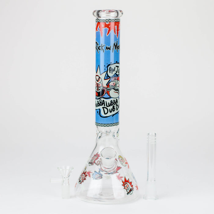 12" RM Cartoon glass water bong-Glow in the dark [GBT21002]