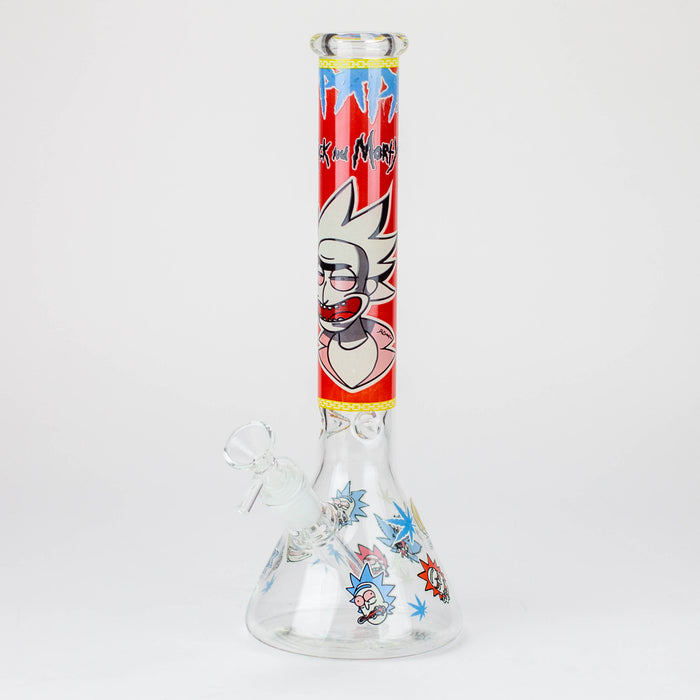 12" RM Cartoon glass water bong-Glow in the dark [GBT21002]