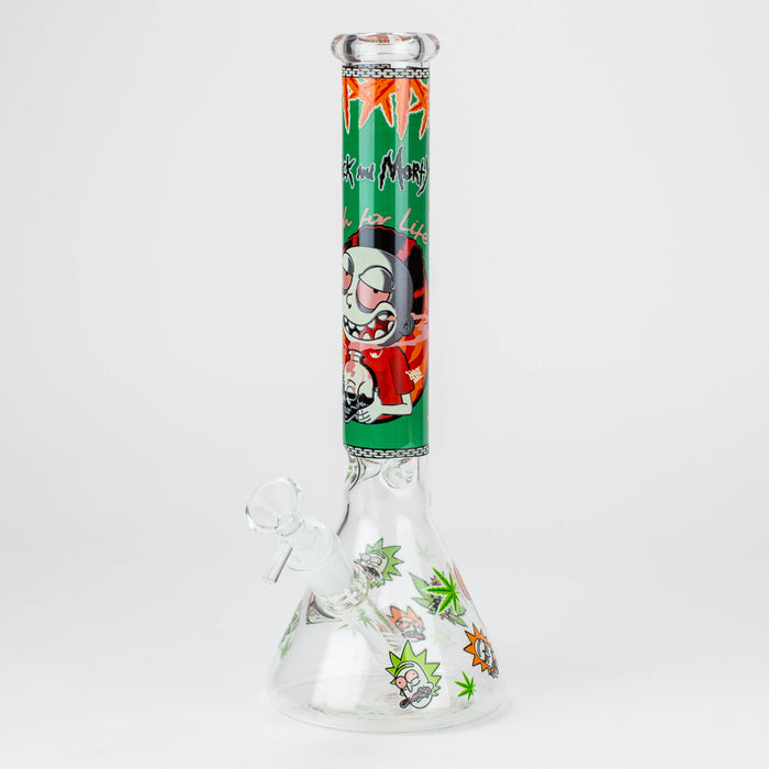 12" RM Cartoon glass water bong-Glow in the dark [GBT21002]