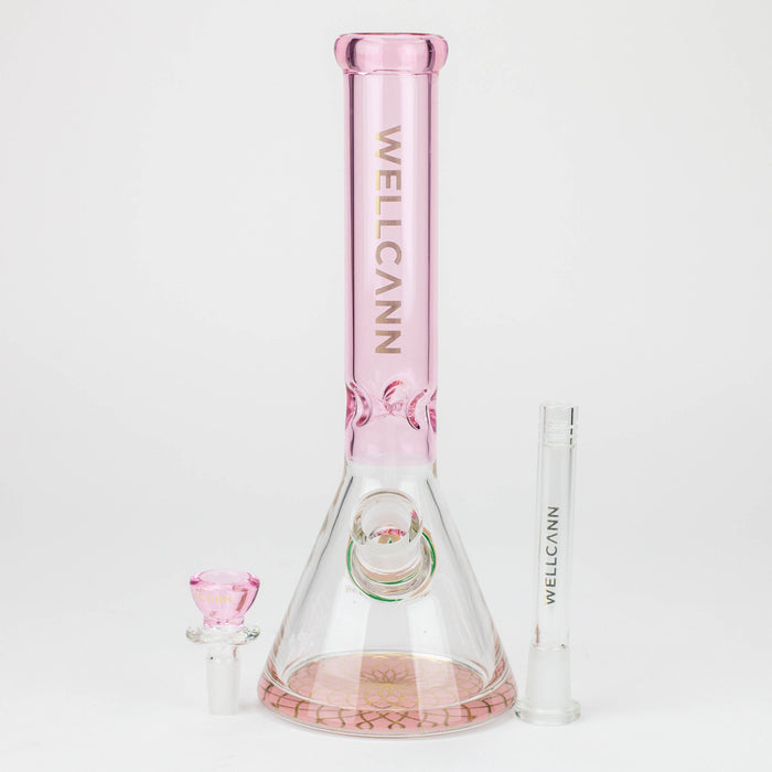 10" WellCann Coloured glass beaker bong with wide mouth - Pink