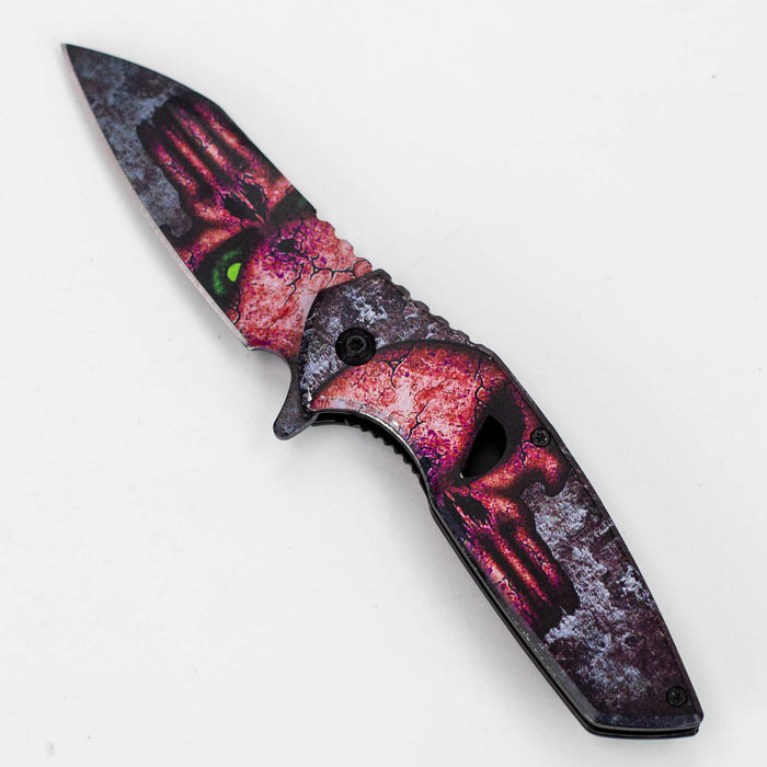 8″ Tiger-USA® Skull Folding Knife Purple  [SJ-1041]