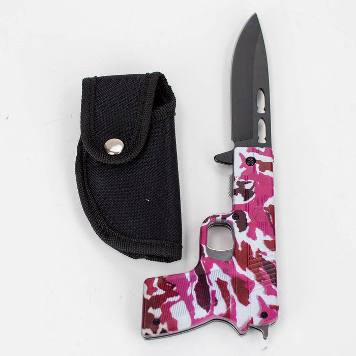 8″ Tiger-USA® Pistol Folding Knife Purple  [SJ-1042]