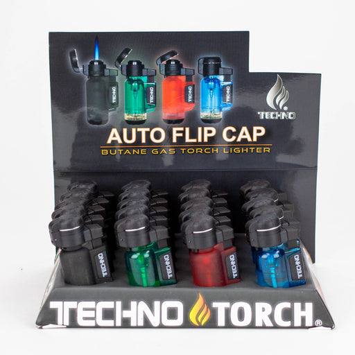 Techno - Auto flip cap single torch lighter Box of 20 [10560T] Lighters Canadian Distributor