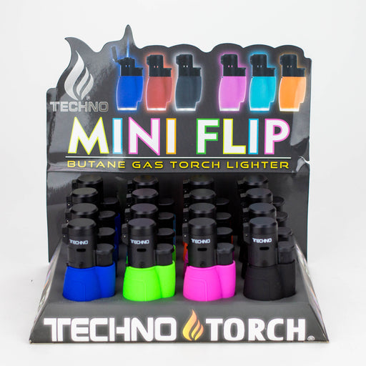 Techno - Mini auto flip cap single torch lighter Box of 16 [3006] Lighters Canadian Distributor