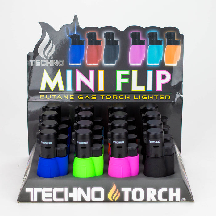 Techno - Mini auto flip cap single torch lighter Box of 16 [3006]