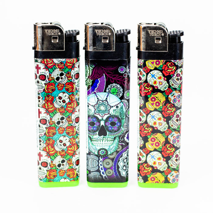 Techno - 6" Super Jumbo ligher Box of 18 [10921] Lighter Canadian Distributor Sugar Skull