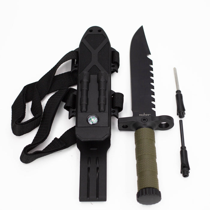 12.75″ Hunting Knife w/ ABS Sheath + Accessories [T22188GN-3] Fixed Blade Knife Canadian Distributor