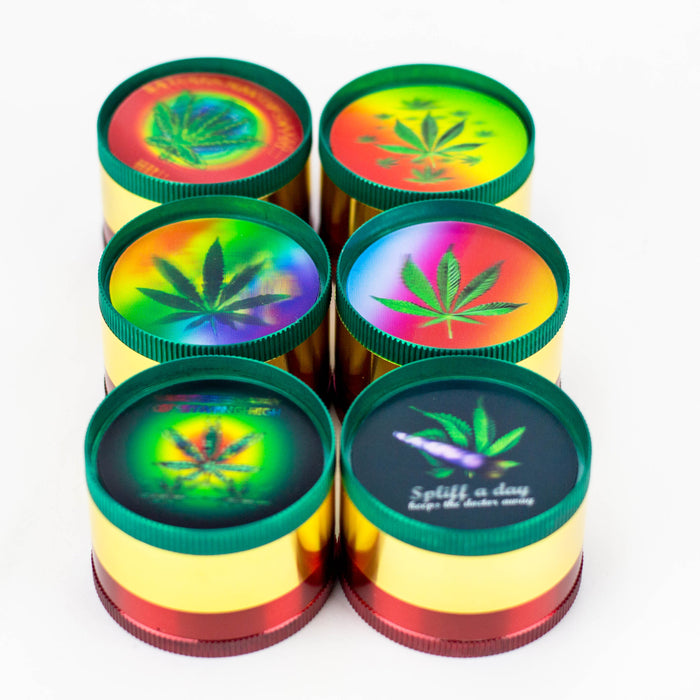 4 parts 3D Rasta herb grinder Box of 12 Display Purple Haze Smoke Inc