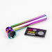 3" Rainbow Metal Pipe with screen display of 12 Metal Hand Pipe Purple Haze Smoke Inc