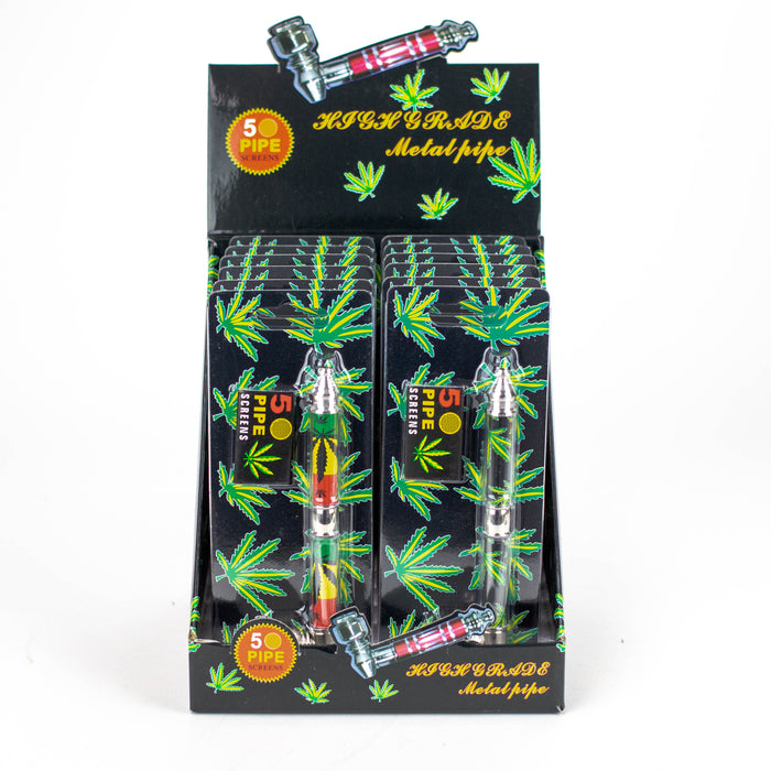 Extendable Metal Pipe set with screen Box of 12 Metal Pipe Purple Haze Smoke Inc