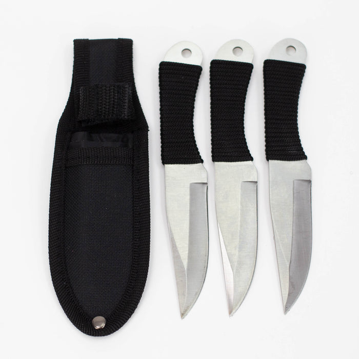 6.5 Inch 3piece Throwing Knife w/ case [TK-713-BK] Throwing Knife Canadian Distributor Silver / Black