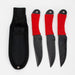 6.5 Inch 3piece Throwing Knife w/ case [TK-713-BK] Throwing Knife Canadian Distributor Black / Red