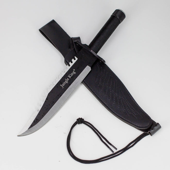 15.25" Jungle King Survival Fixed Blade Knife with Sheath [JK-8837-BK] Sword · Machete · Axe Canadian Distributor
