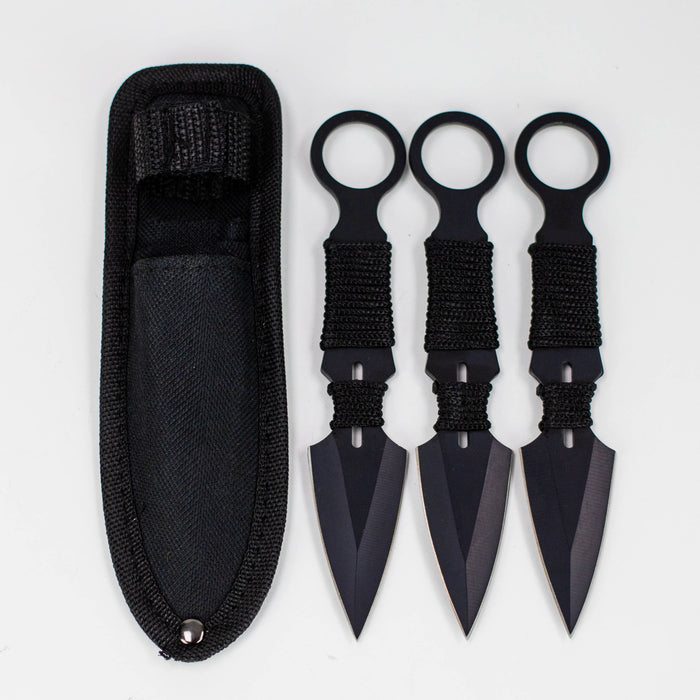 6.5″ Throwing Knife with Sheath 3PC – Black SET [T00501BK]