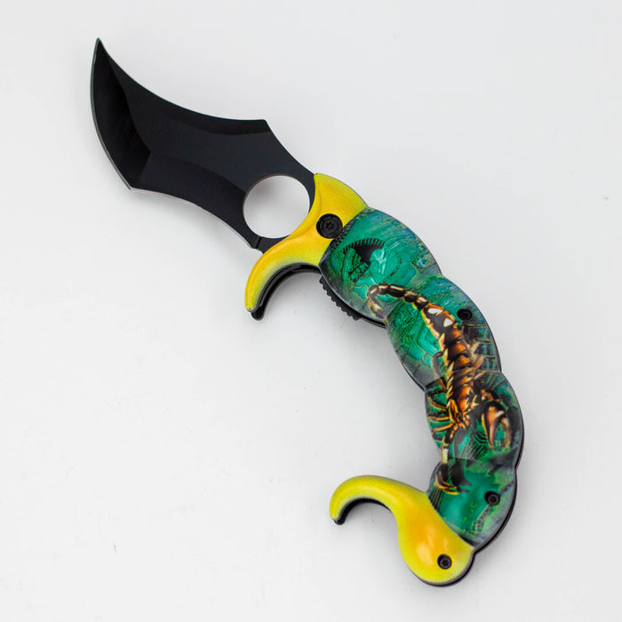 Tiger-USA® Pocket Knife Scorpion Tail Green and Yellow [SJ-1036-GS-B] Folding Knife Canadian Distributor