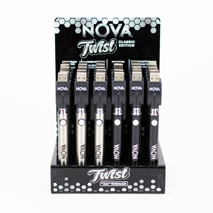 900 mAh Nova Twist Control Vape Battery with USB charger Display of 30 Vape Devices ONE
