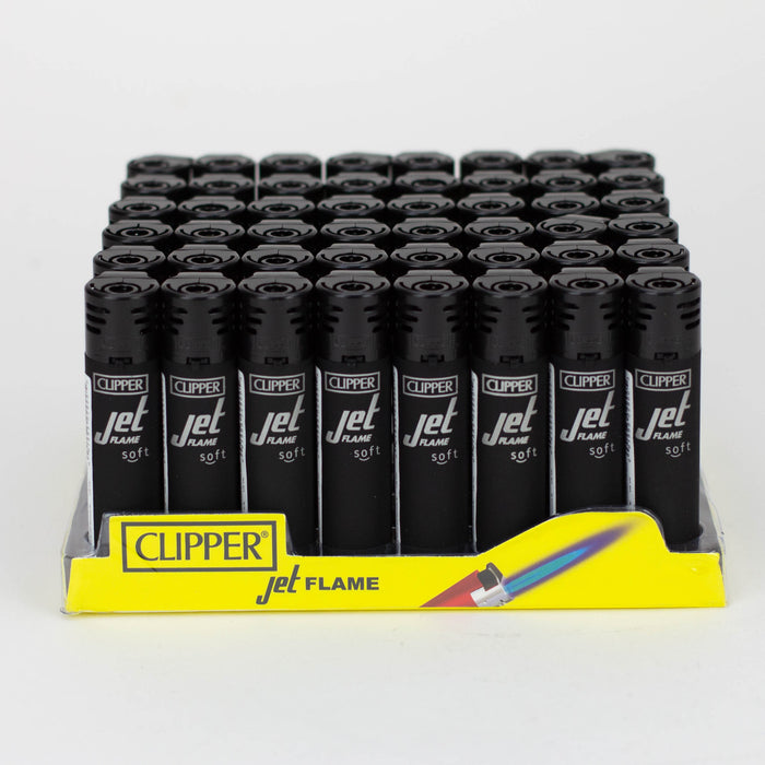 Clipper Jet Flame Electronic Refillable Lighters-Solid Black