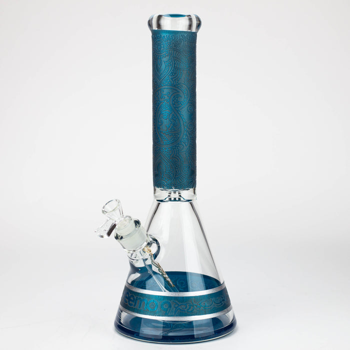 preemo - 15 inch 9mm Painted Sandblast Beaker [P057] Glass Bong preemo BLUE