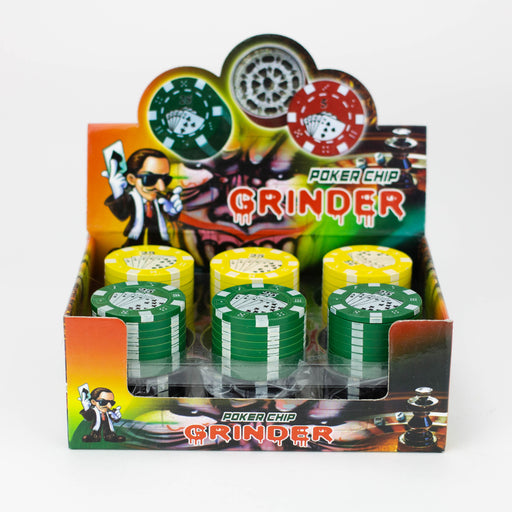 3-Piece Poker Chip Grinder Box of 12 [GR006] Herb Grinder High-End Brands Glass