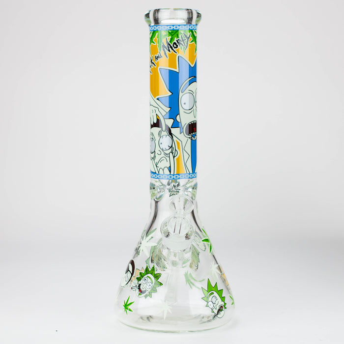 13.5” RM cartoon 9 mm glass Glow beaker water bong [GB21009] Glass Bong ONE GB21009-F
