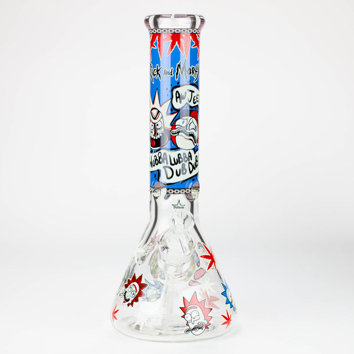 13.5” RM cartoon 9 mm glass Glow beaker water bong [GB21009] Glass Bong ONE GB21009-A