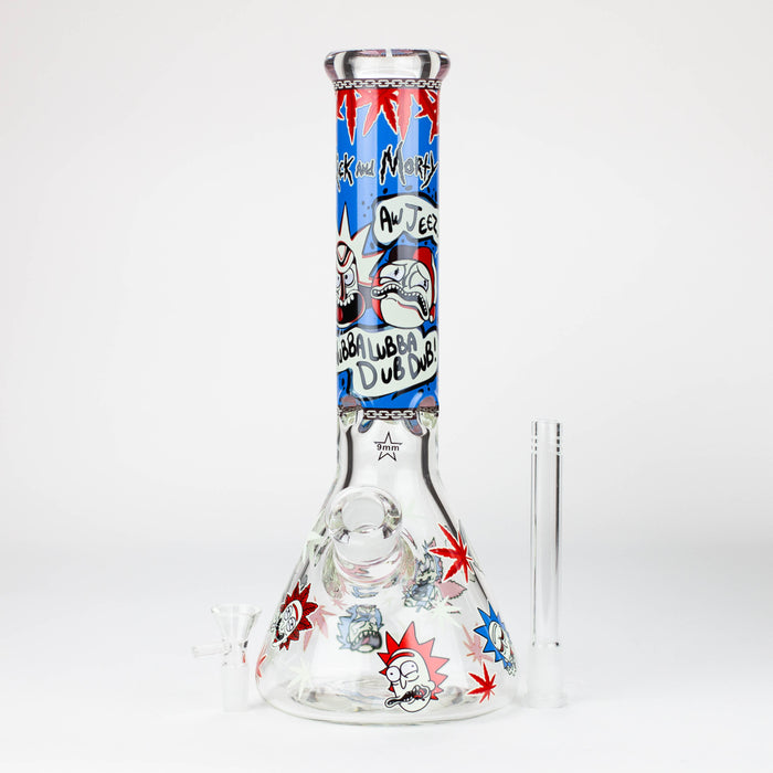 13.5” RM cartoon 9 mm glass Glow beaker water bong [GB21009] Glass Bong ONE