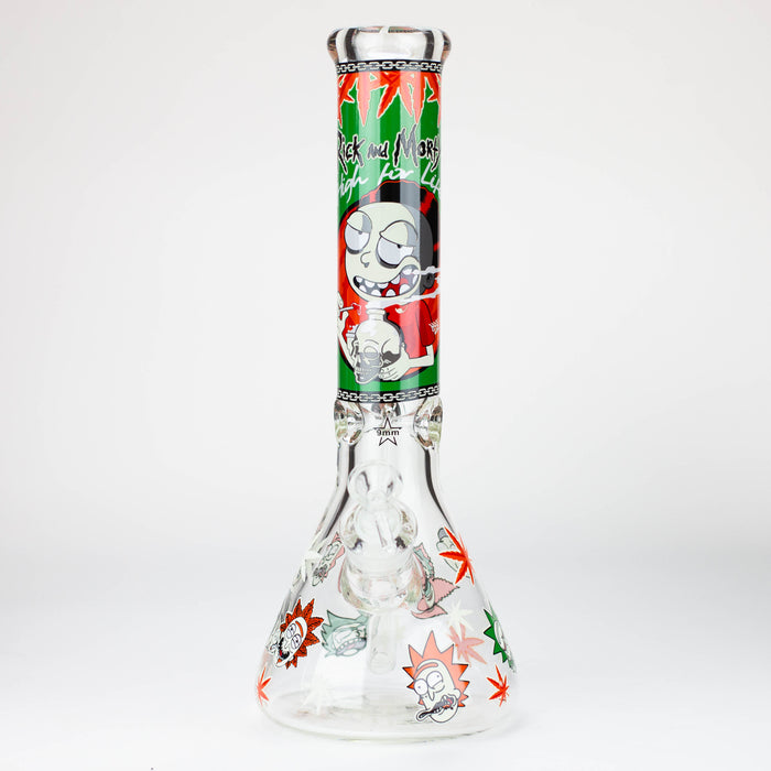 13.5” RM cartoon 9 mm glass Glow beaker water bong [GB21009] Glass Bong ONE GB21009-C