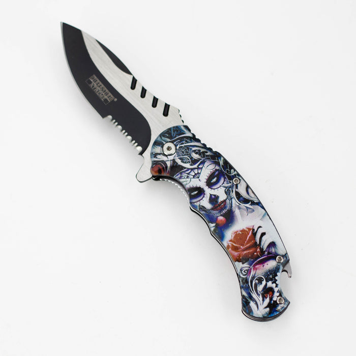 Defender-Xtream  8.5" Women with rose folding knife with bottle opener [13428]