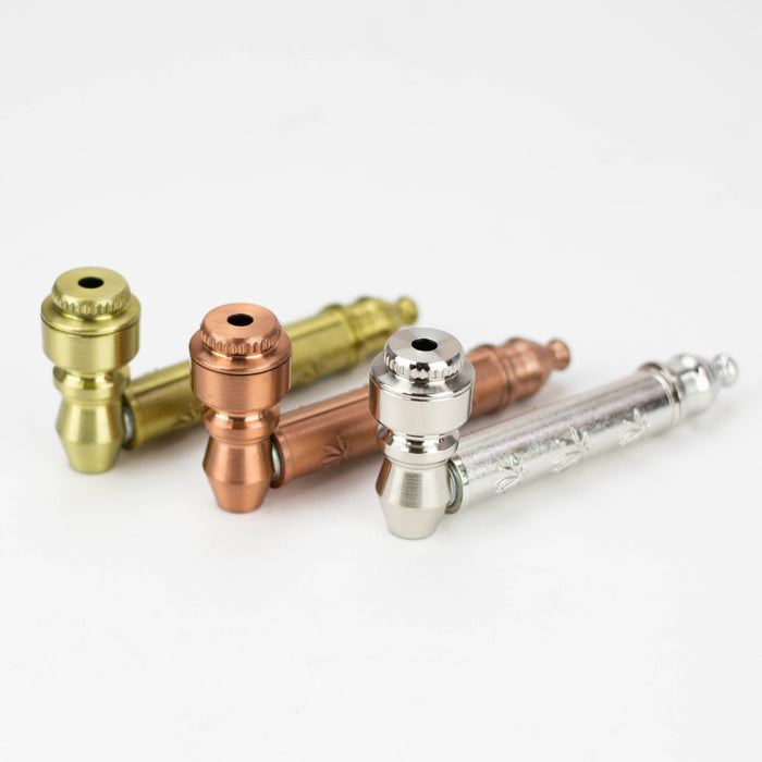 3.5" Metal Pipe set with screen Box of 12 [HX255L] Metal Hand Pipe Purple Haze Smoke Inc