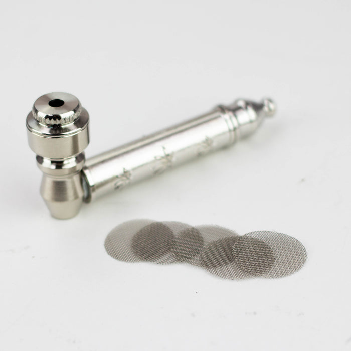 3.5" Metal Pipe set with screen Box of 12 [HX255L] Metal Hand Pipe Purple Haze Smoke Inc