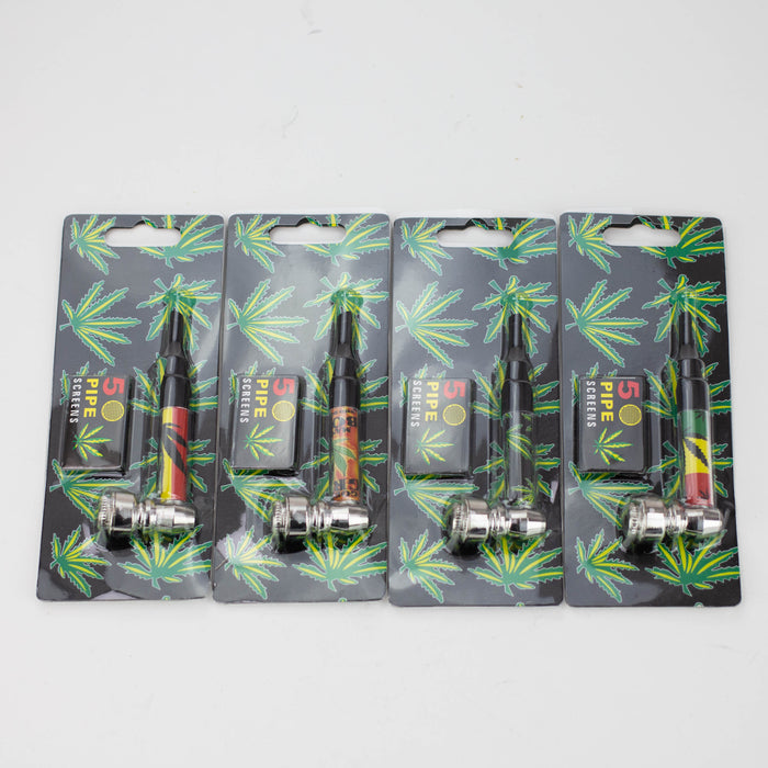 4" Metal Pipe set with screen Box of 12 [HX1373A] Metal Purple Haze Smoke Inc