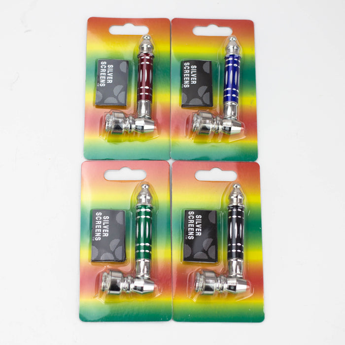 3.5" Etched Metal Pipe set with screen Box of 12 Metal Purple Haze Smoke Inc YX252B