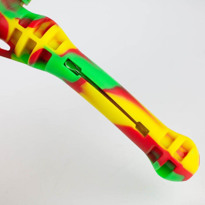 7" Assorted Silicone hammer hand pipe with dab tool [QT058D]