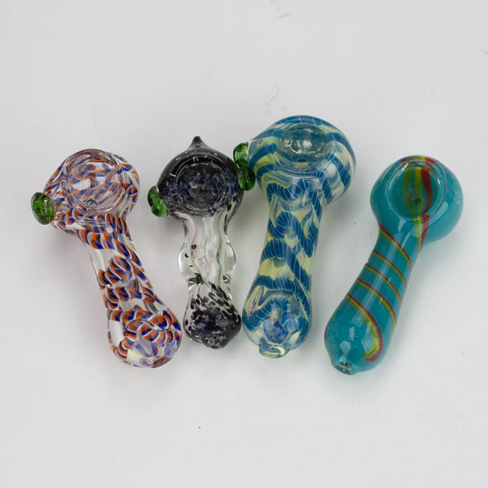 3.5” Assorted design Soft glass hand pipe Jar of 20 Glass Pipe ONE