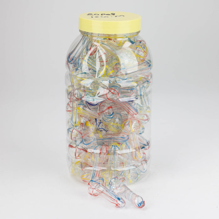2.5” Assorted design Soft glass hand pipe Jar of 80