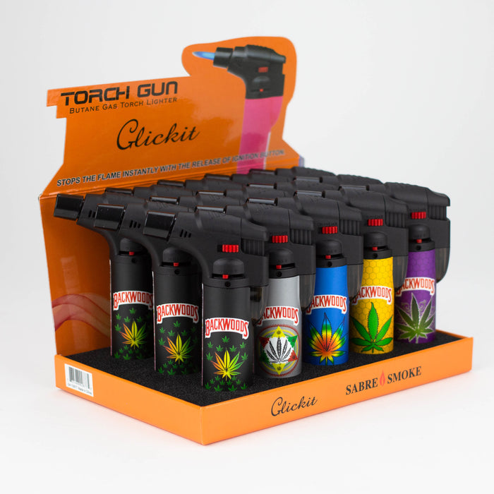 Click it | Single Torch Lighters Assorted Weed Designs Box of 15 [GH-10877H]