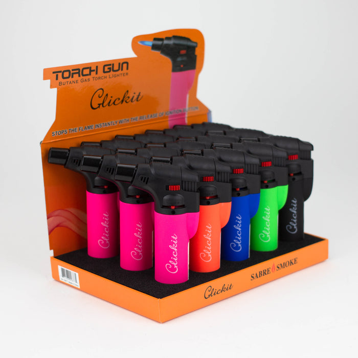Click it | Single Torch Lighters with Assorted Color Box of 15 [GH-10877A] Torch Canadian Distributor