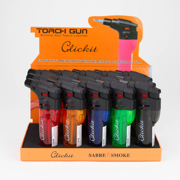 Click it | Single Torch Lighters Assorted Transparent color Box of 15 [GH-10877]