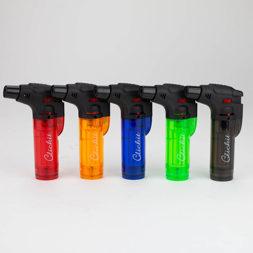 Click it | Single Torch Lighters Assorted Transparent color Box of 15 [GH-10877] Torch Canadian Distributor
