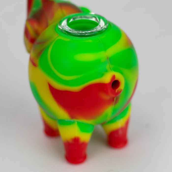 4.5" elephant Silicone hand pipe with glass bowl-Assorted Silicone Pipe ONE