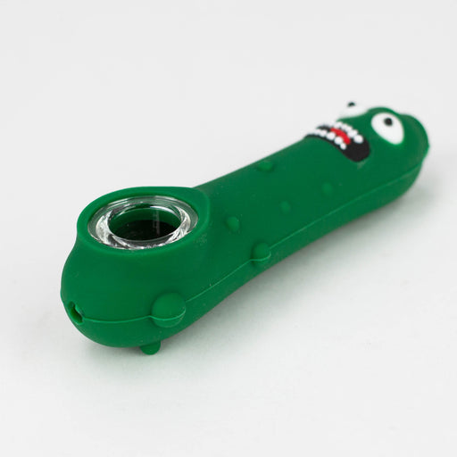 4.5" Cucumber Silicone hand pipe with glass bowl-Assorted Silicone Pipe ONE