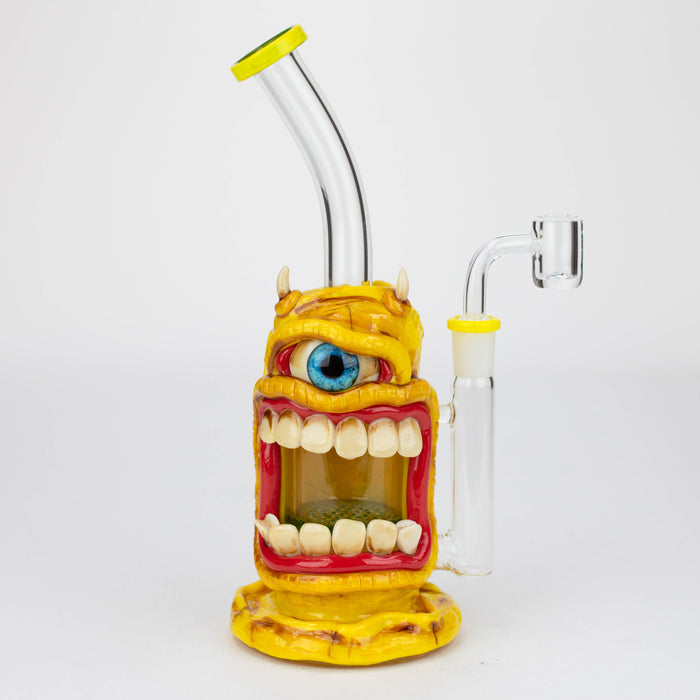 9.5" Resin 3D glow artwork Dab Rig [TX806] Resin · Silicone Rig ONE Design B (Yellow)