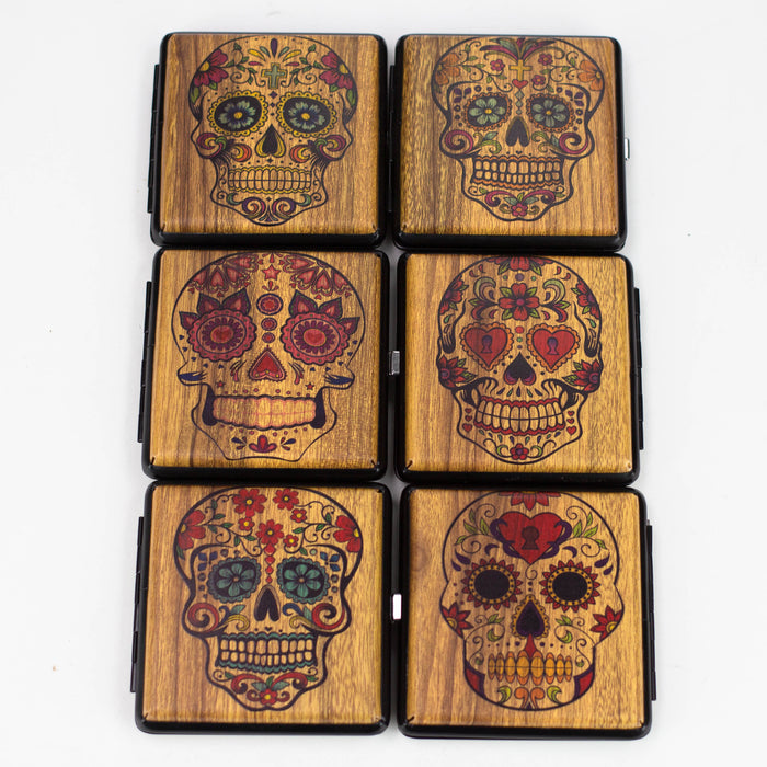 Metal Leather Cigarette Case Box of 12 [CIGXXX] Storage Canadian Distributor Sugar Skull