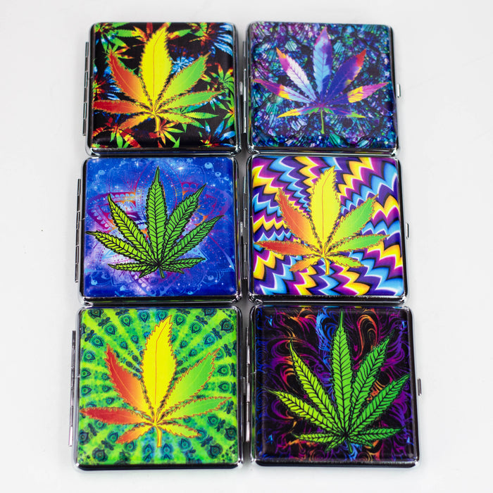 Metal Leather Cigarette Case Box of 12 [CIGXXX] Storage Canadian Distributor Leaf