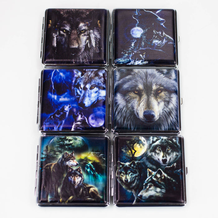 Metal Leather Cigarette Case Box of 12 [CIGXXX] Storage Canadian Distributor Wolf